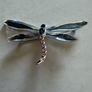 Swarovski Silver and Blue Dragonfly Brooch